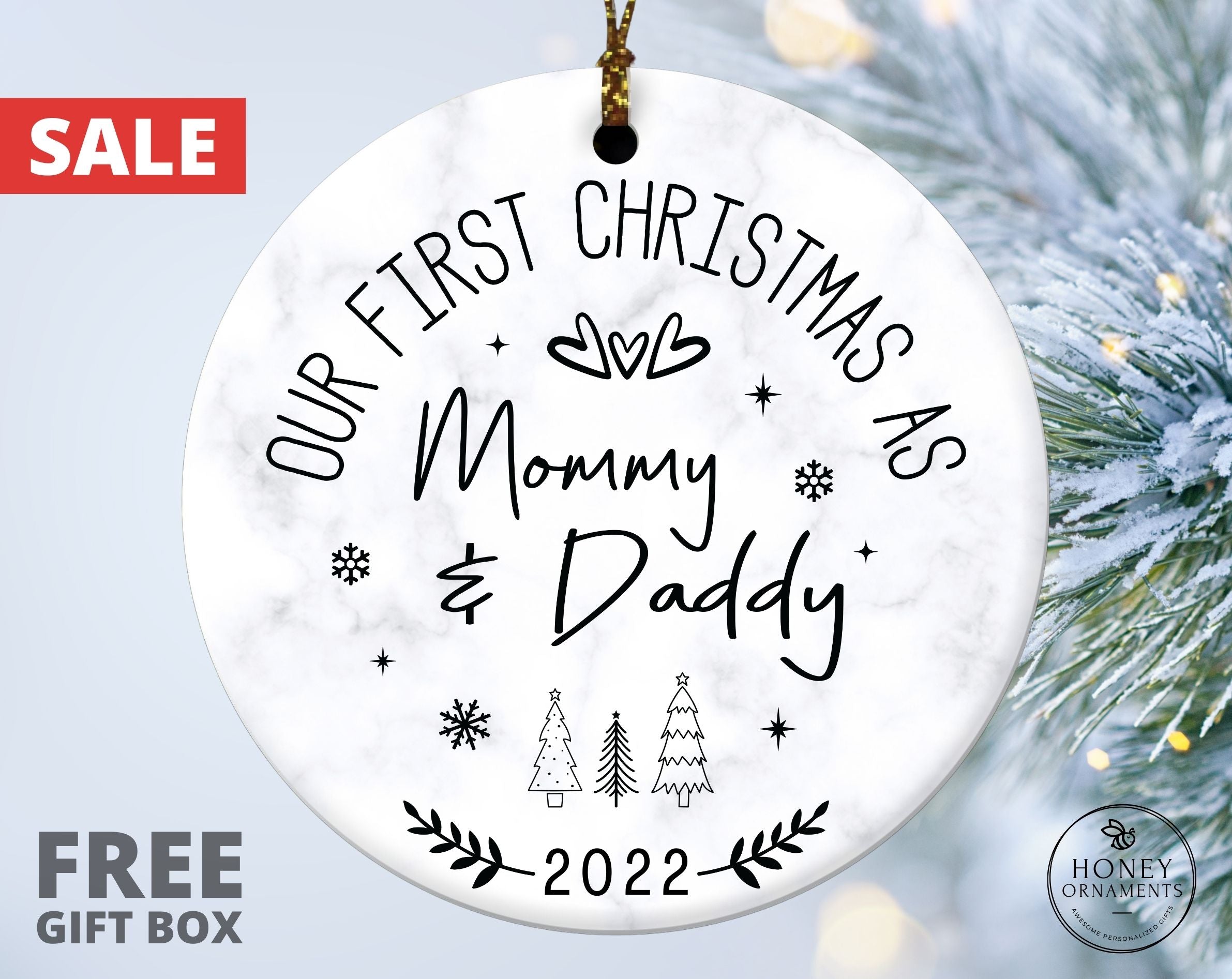 First Christmas as Mom and Dad - Personalized Christmas Gifts, Custom  Family Ornament for Mom and Dad, Family Gifts
