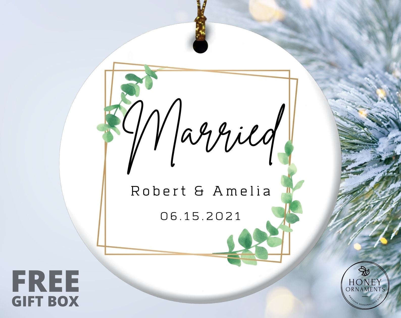 Married Ornament, Wedding Gift, Our First Christmas as Mr and Mrs