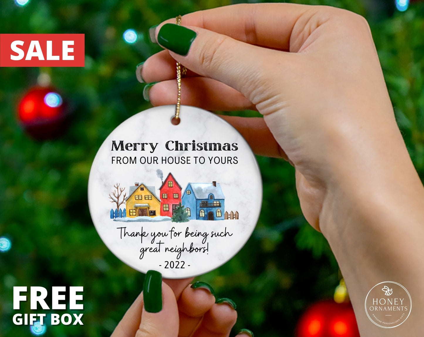 Neighbor Christmas Ornament, Christmas Gift for Neighbor, Best Neighbor Ever Gift, Appreciation Gift, Thank You Ornament, New Neighbor Gift