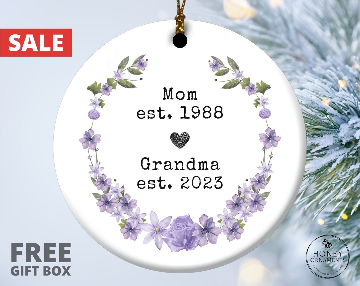 Grandma Gift, Personalized Gift For Grandma, Grandma Ornament, Pregnancy Announcement, New Grandma, Promoted Grandma Christmas Ornament