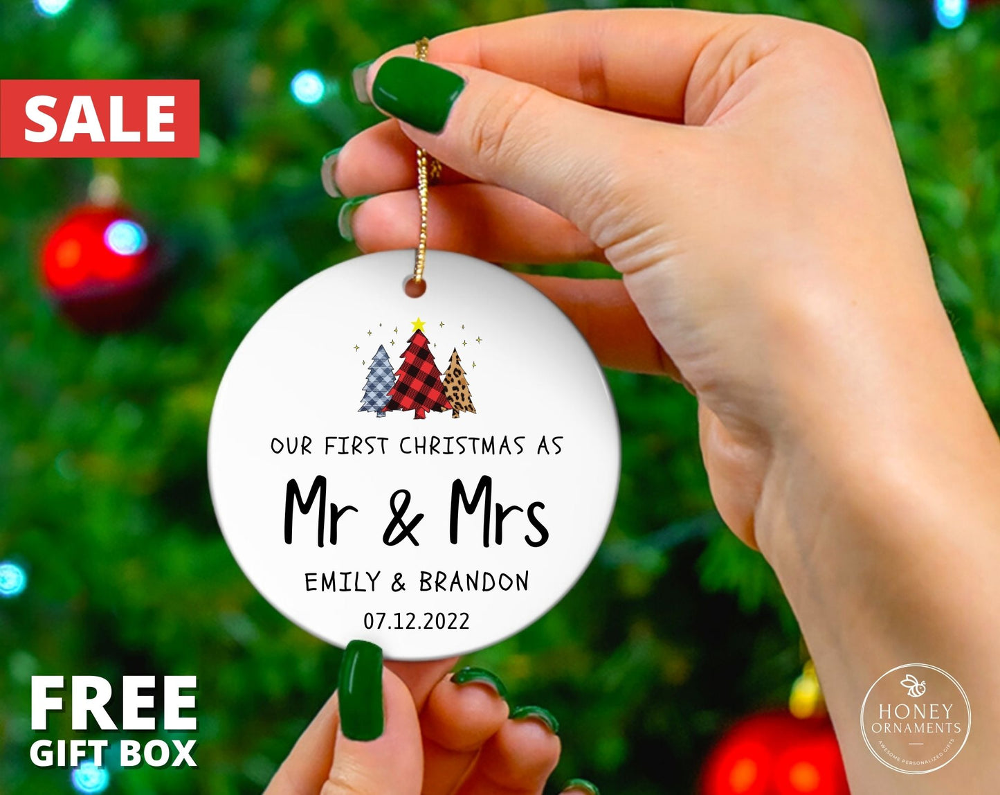 Personalized Married Ornament, Our First Christmas Married as Mr and Mrs 2023, 1st Christmas Married Ornament, Just Married Wedding Gift