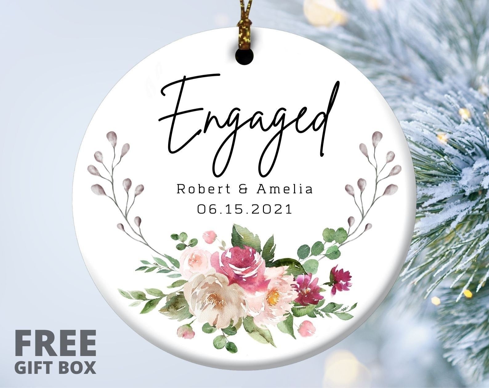 Wedding engagement deals christmas ornament